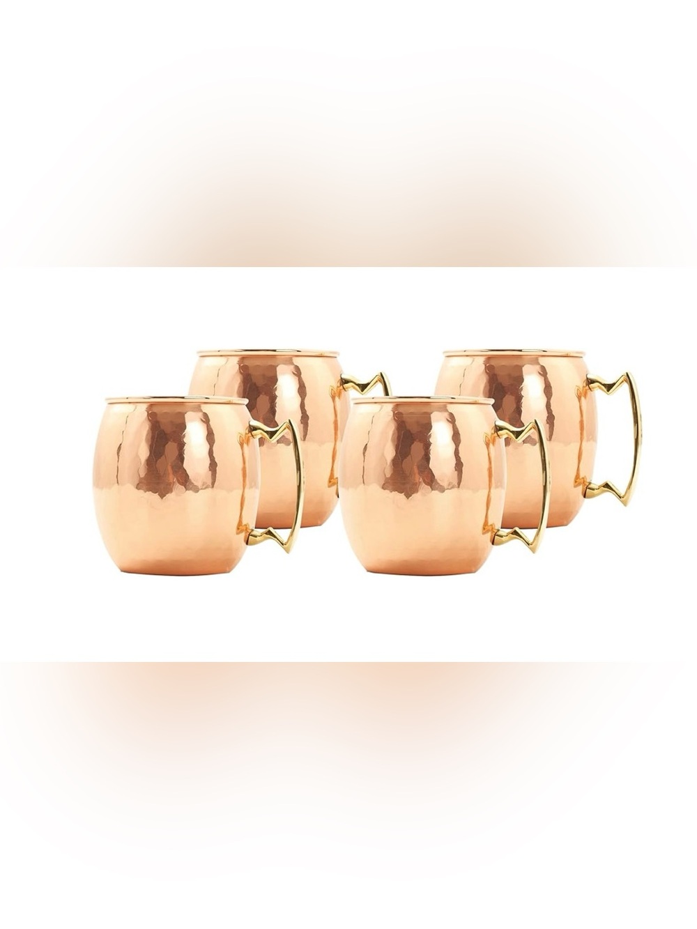 Old Dutch International Copper Mugs with Gold Handles - Set of 4
